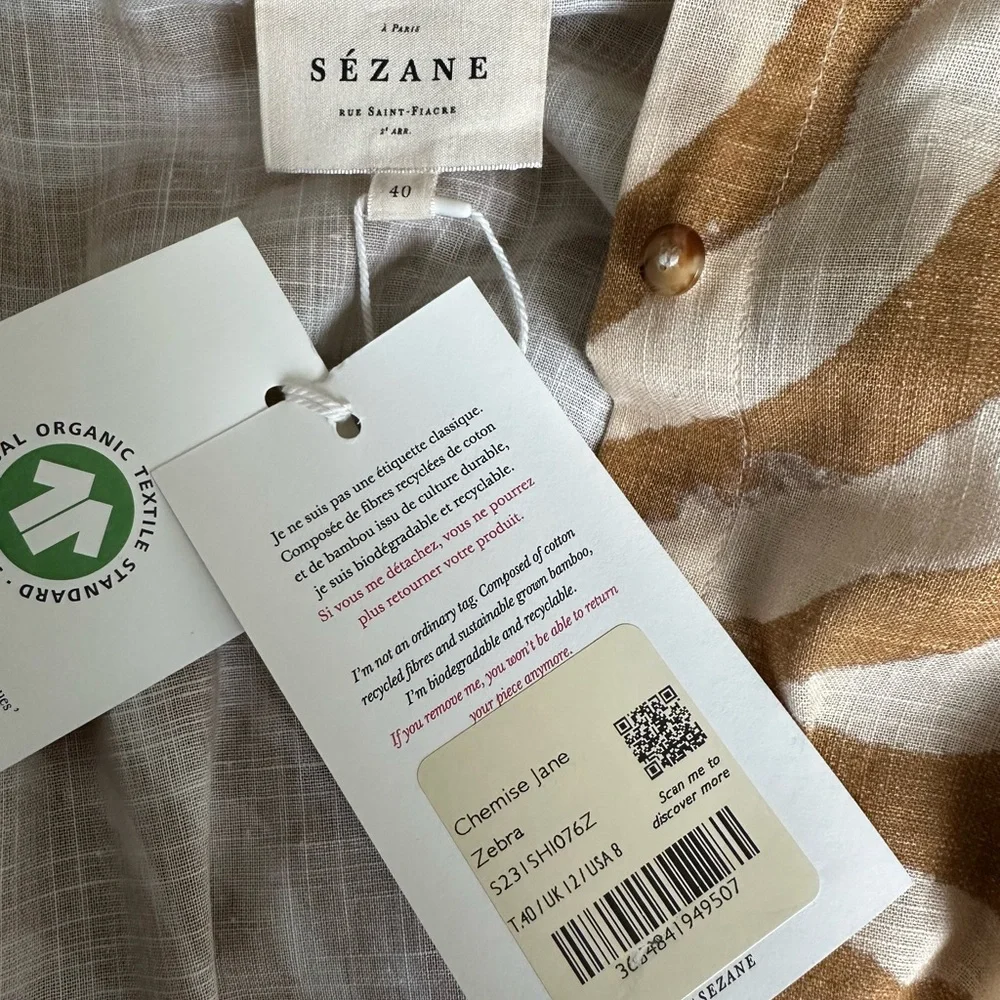 NWT | Sézane Jane Shirt in Zebra Print - Picture 11 of 12